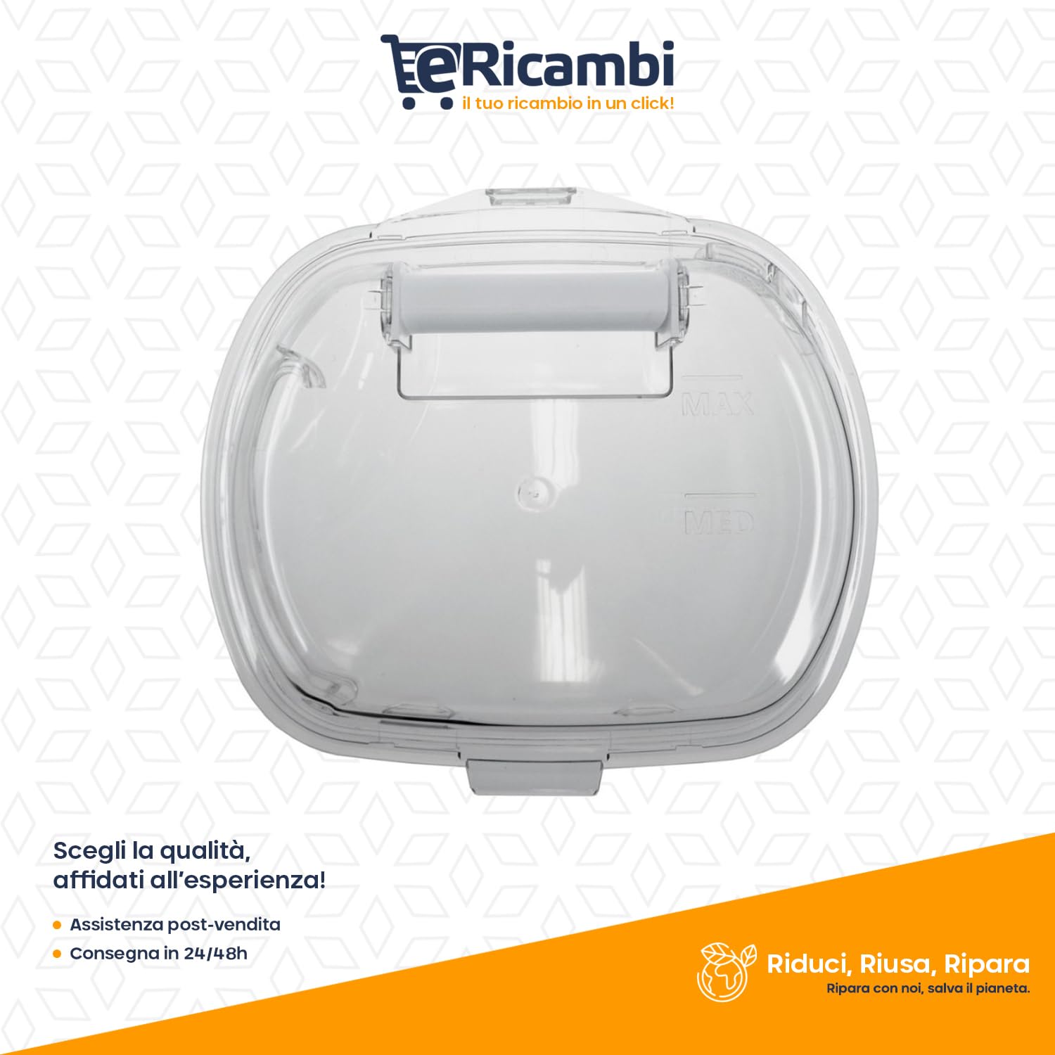 ERICAMBI® Kit Ricambio Compatibile con Asciugatrice Hoover Candy - Contenitore Tanica Raccolta Acqua Condensatore - Dimensioni: 380x420x80 (mm) - Trasparente - per Modelli HLEH 10 A2TCEX 17