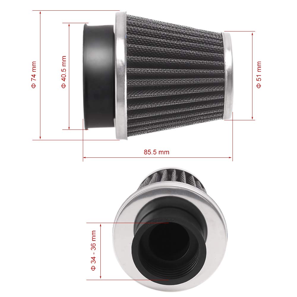 Evermotor Luftfilter 52-54 Mm – Für Motorrad, Scooter, Quad (50-150 Cc), Passend Für Honda, Yamaha, Kawasaki, Suzuki