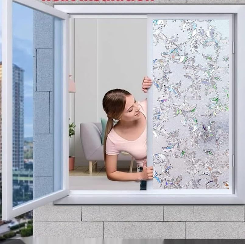 Image of Flower Pettern GlassFilm Window Film Window Sticker Glass stickerFor Privacy, Sun Control, Decor for Home, Office & Bathroom (12 Inch X 120 Inch)