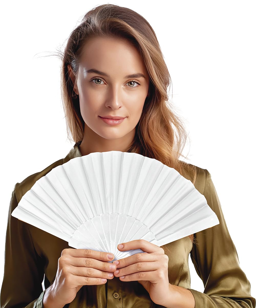 FIESTAS GUIRCA | White Fan - Costume Accessory for Cultural Parties, Carnival and Halloween - Ideal for Children and Adults at Celebrations and Events - White