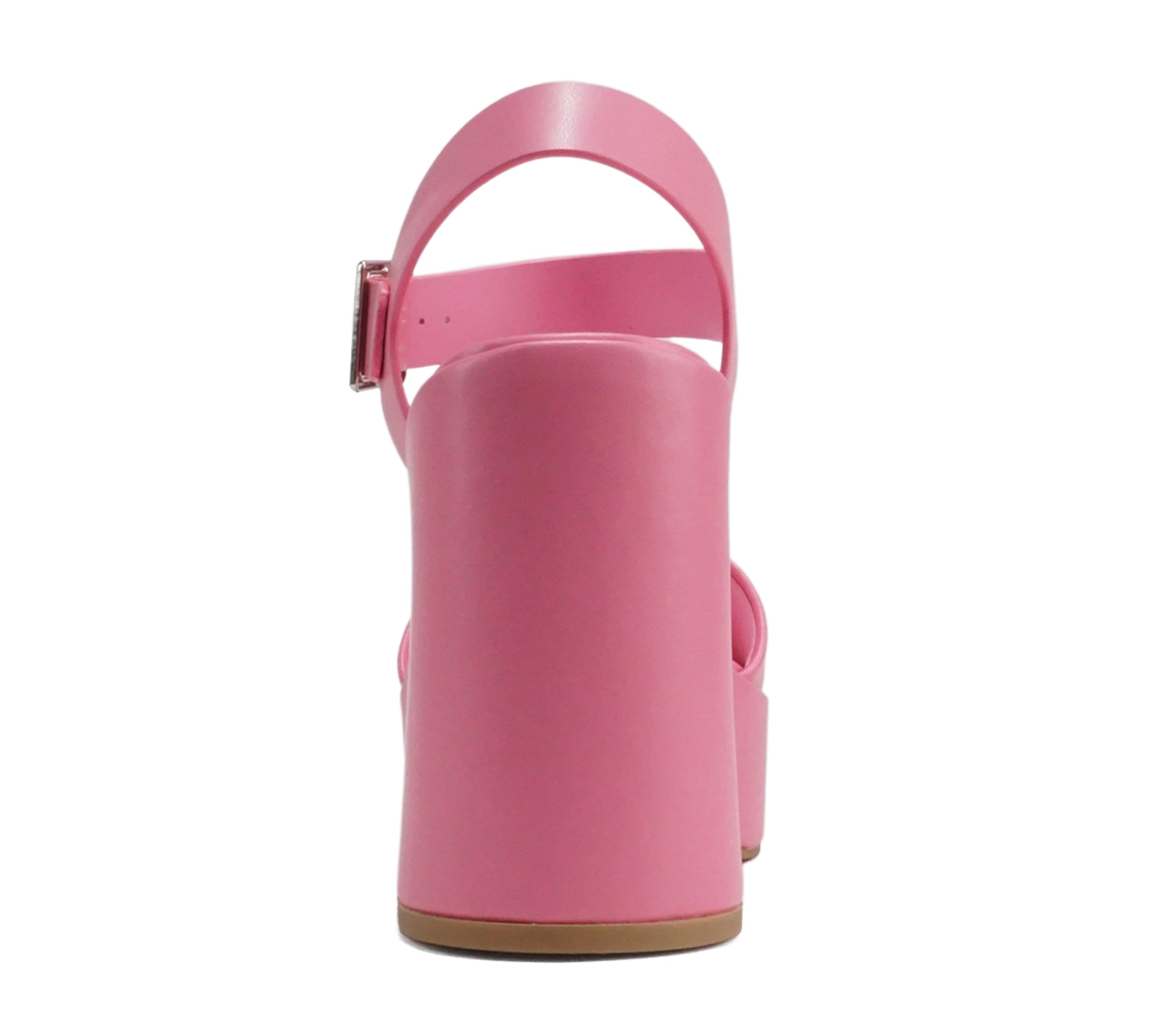 Soda Launch ~ Women Open Toe Ankle Strap Platform Chunky High Heeled Sandal: 7 Pink Pu