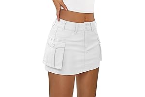 Chic and Versatile: Women Cargo Mini Skirt Denim Jean Dress with Pocket