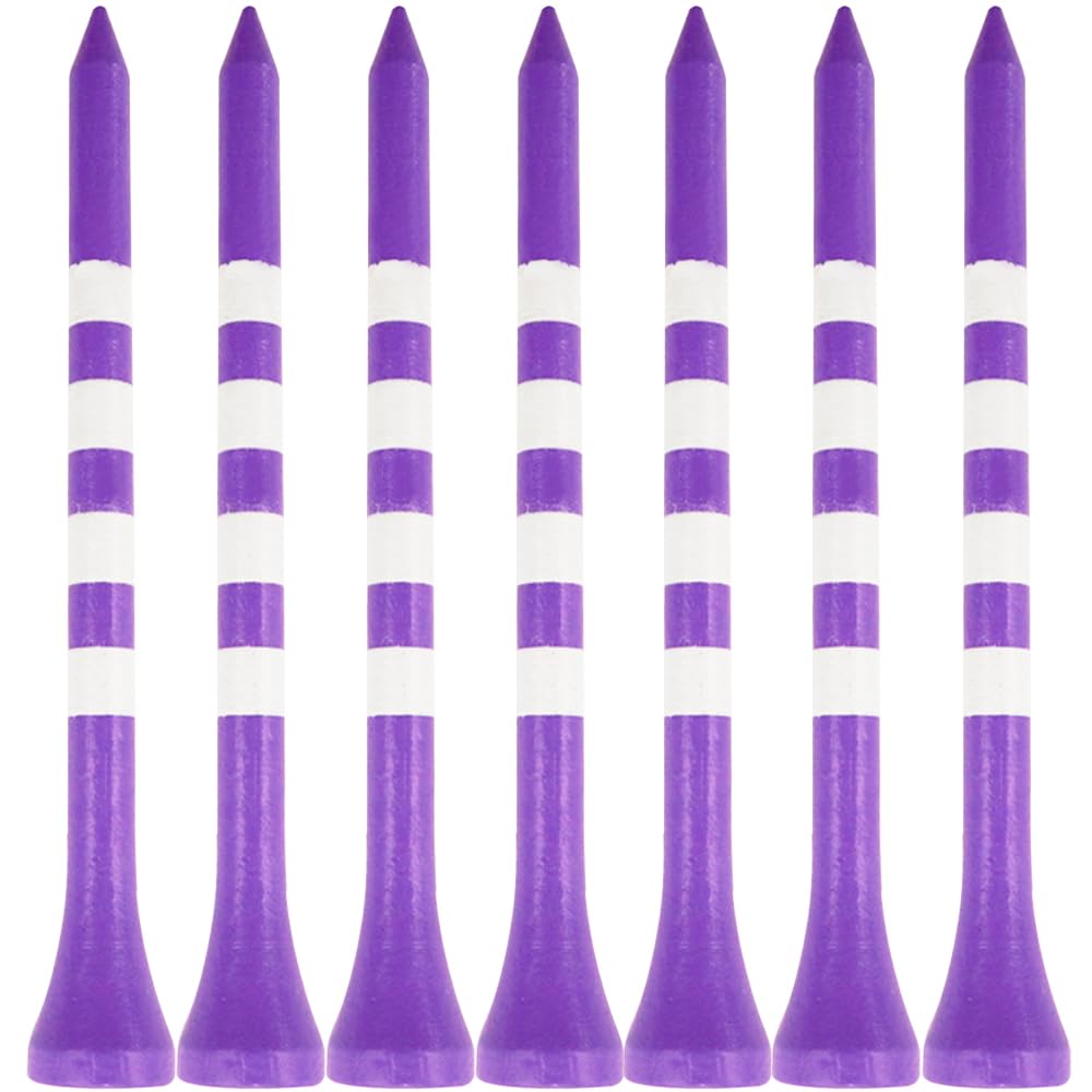 FINGER TEN Golf Tees Wood Wooden 3 1/4" or 2 3/4" 83mm 70mm Bamboo Tees 100 Count,Golf Tees Long Short with Stripe Strong Sustainable Biodegradable Unbreakable Color White Natural (Purple, 2-3/4'')