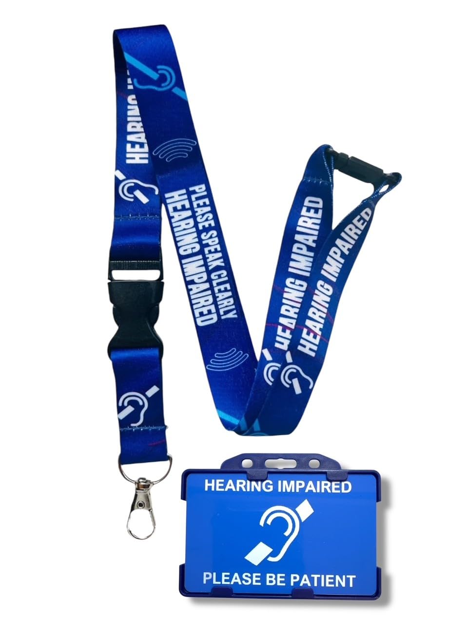 Hearing Impaired Lanyard with Double Card Holder, Printed Card