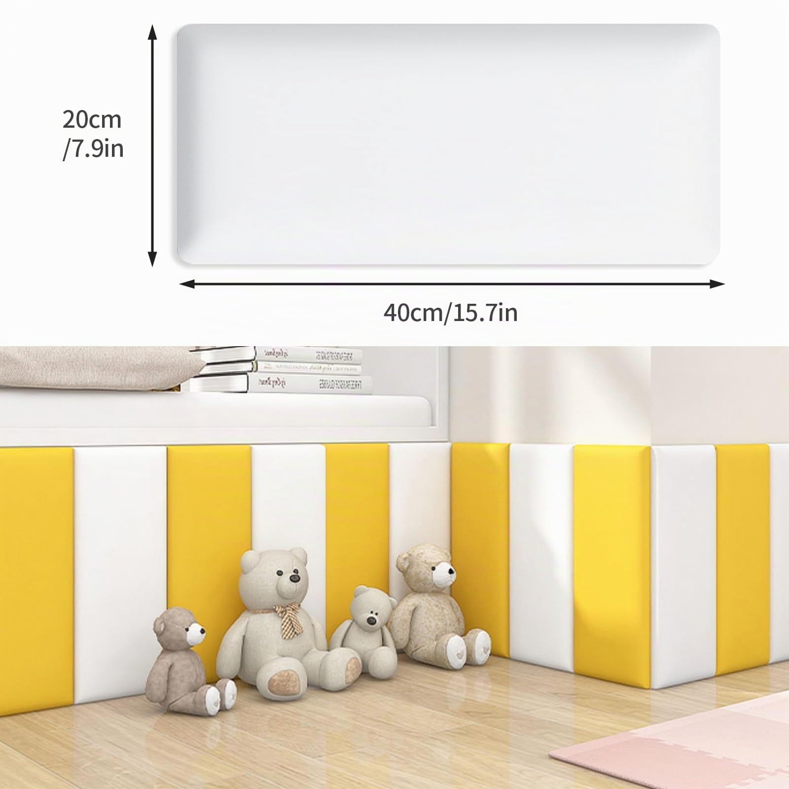Paneles de pared 3D, paquete suave anticolisión, paquete suave para guardería, pegatinas de pared, paquete suave de tatami, paquete suave de pared de fondo para habitación infantil (blanco-4 unidades)