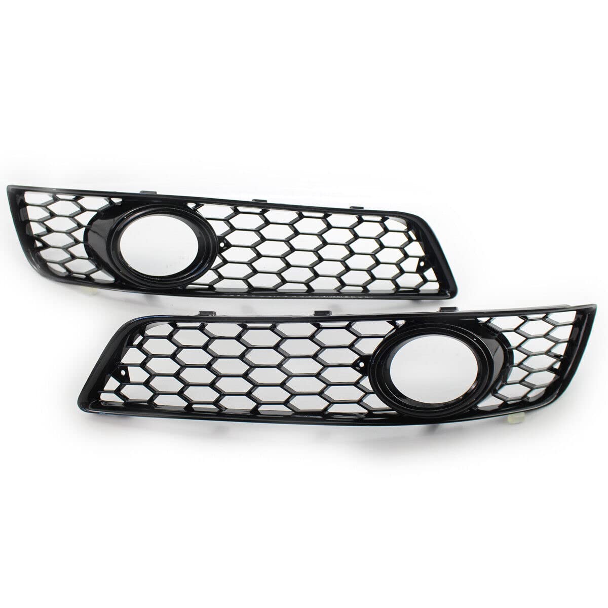 Parachoques delantero izquierdo y derecho negro estilo panal parrilla parrilla niebla bisel cubierta accesorios compatibles con Audi A3 8P 2008-2012 (todo negro)