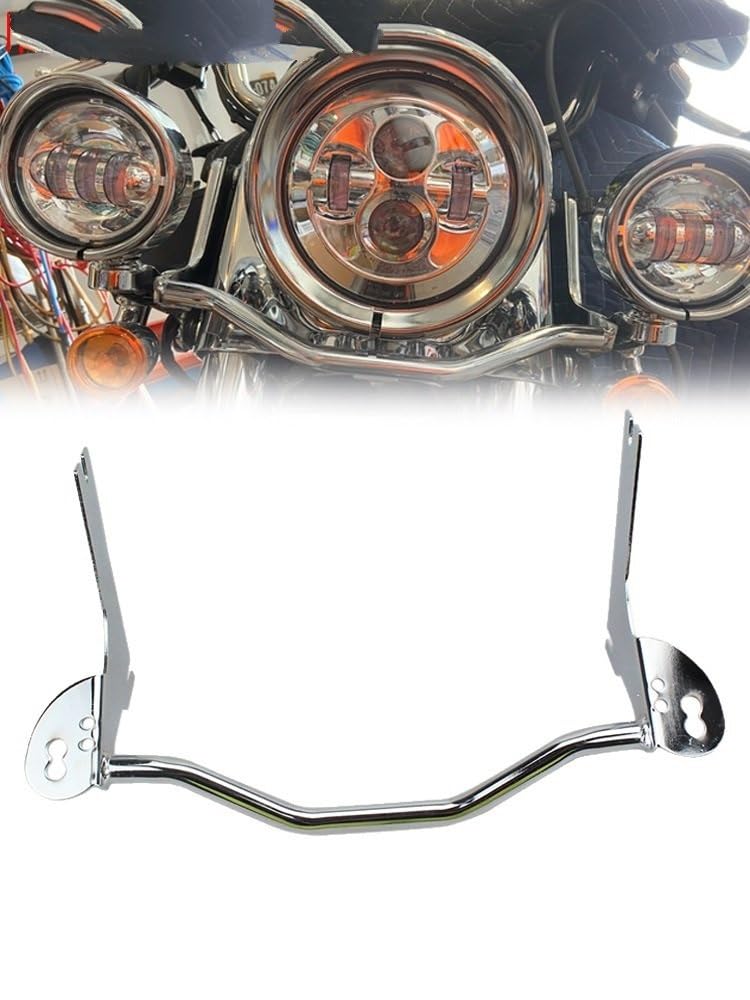 Base de bombilla Clips Soportes de luz de motocicleta compatibles con Harley Road King FLHR 1994-2013, soporte adicional para faros antiniebla, barra protectora.(Black)