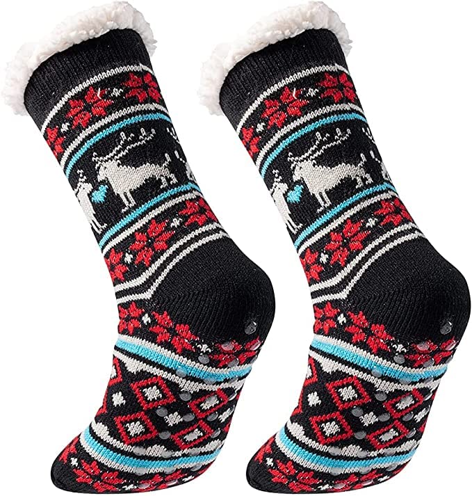 Buy V BIRDS Women Men Sherpa Lining Fuzzy Slipper Socks, Winter Crochet