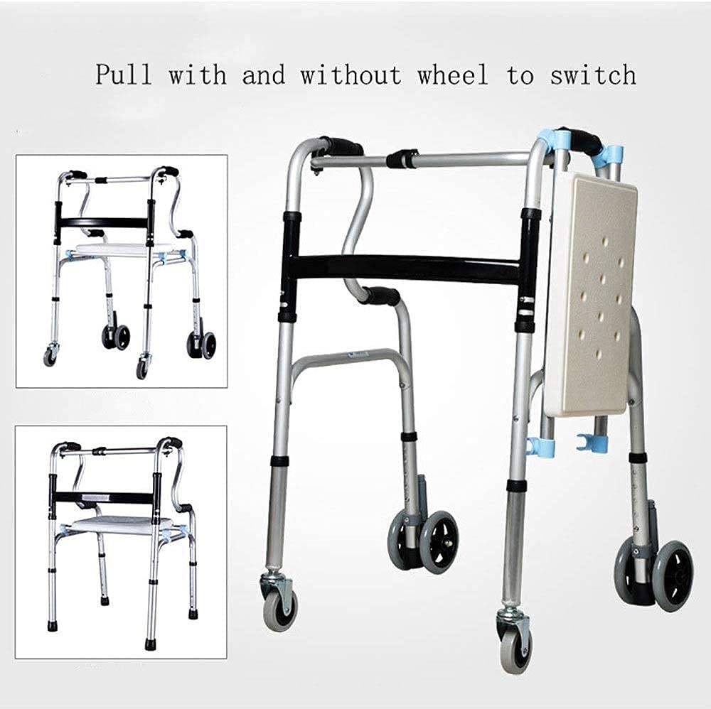 Chodziki dla seniorów Wózek inwalidzki Aluminiowy chodzik Trening rehabilitacyjny Chodzik Składany jednym przyciskiem, Przenośne przechowywanie, z płytą siedziskaWalking Frame rollator wa The New