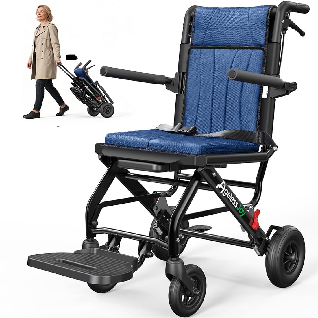 Foldable Transport Wheelchair - Lightweight & Portable -1