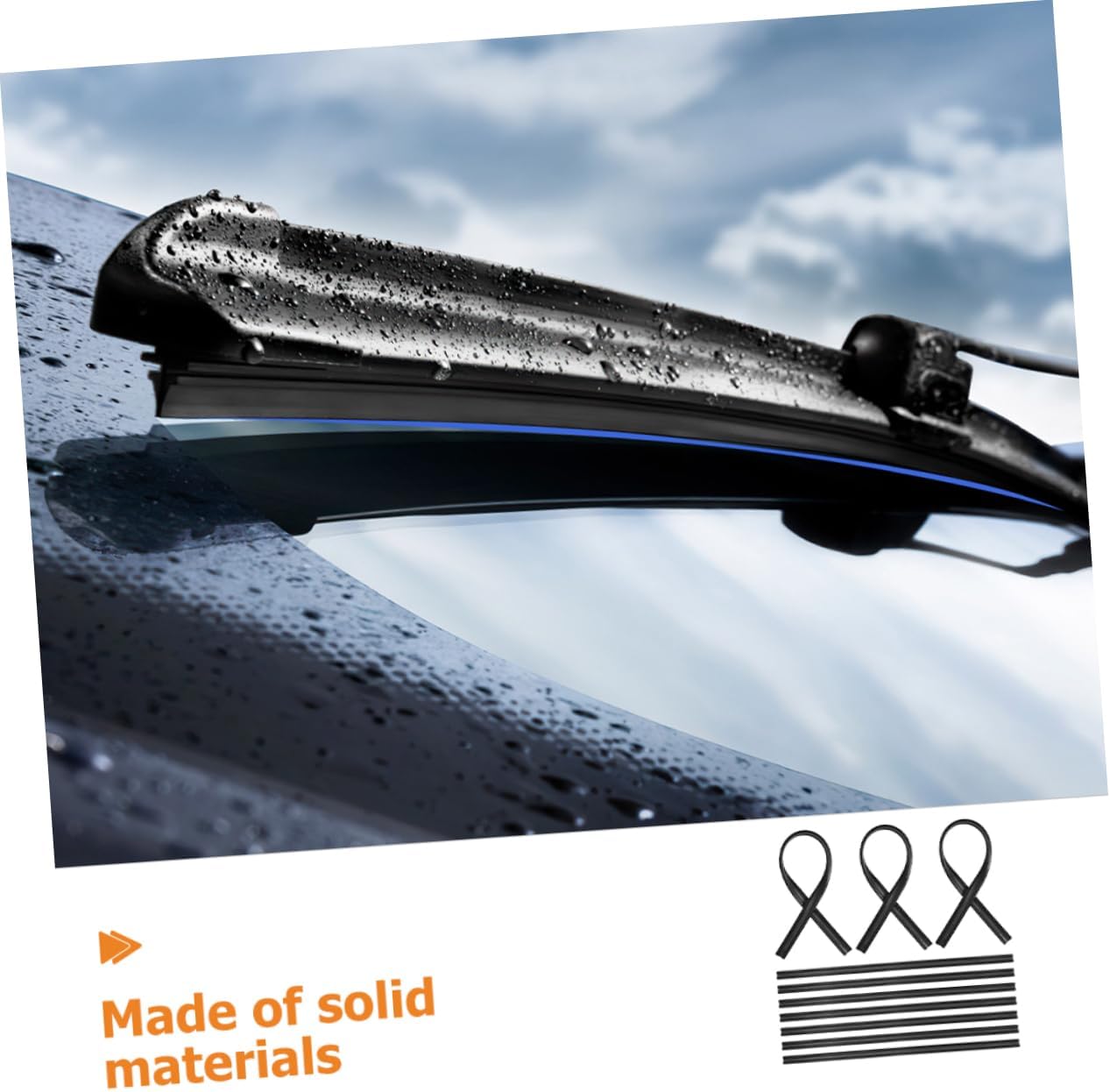 SOLUSTRE 10pcs Car Windshield Wiper Rubber Inserts Weather Flexible Wiper Blades Easy Installation for Vehicles and Resistant to Aging