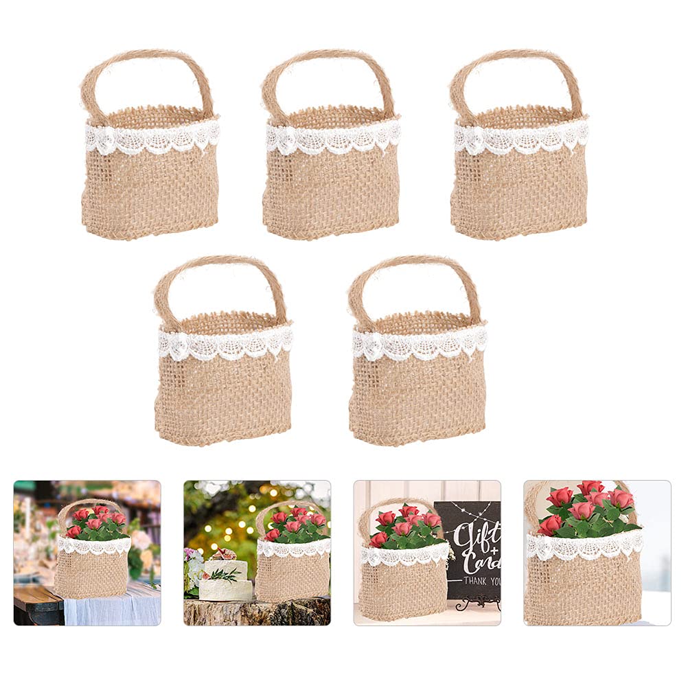 Hochzeit Streukörbchen Aus Jute - 4er Set Geflochtene Blumenkörbchen