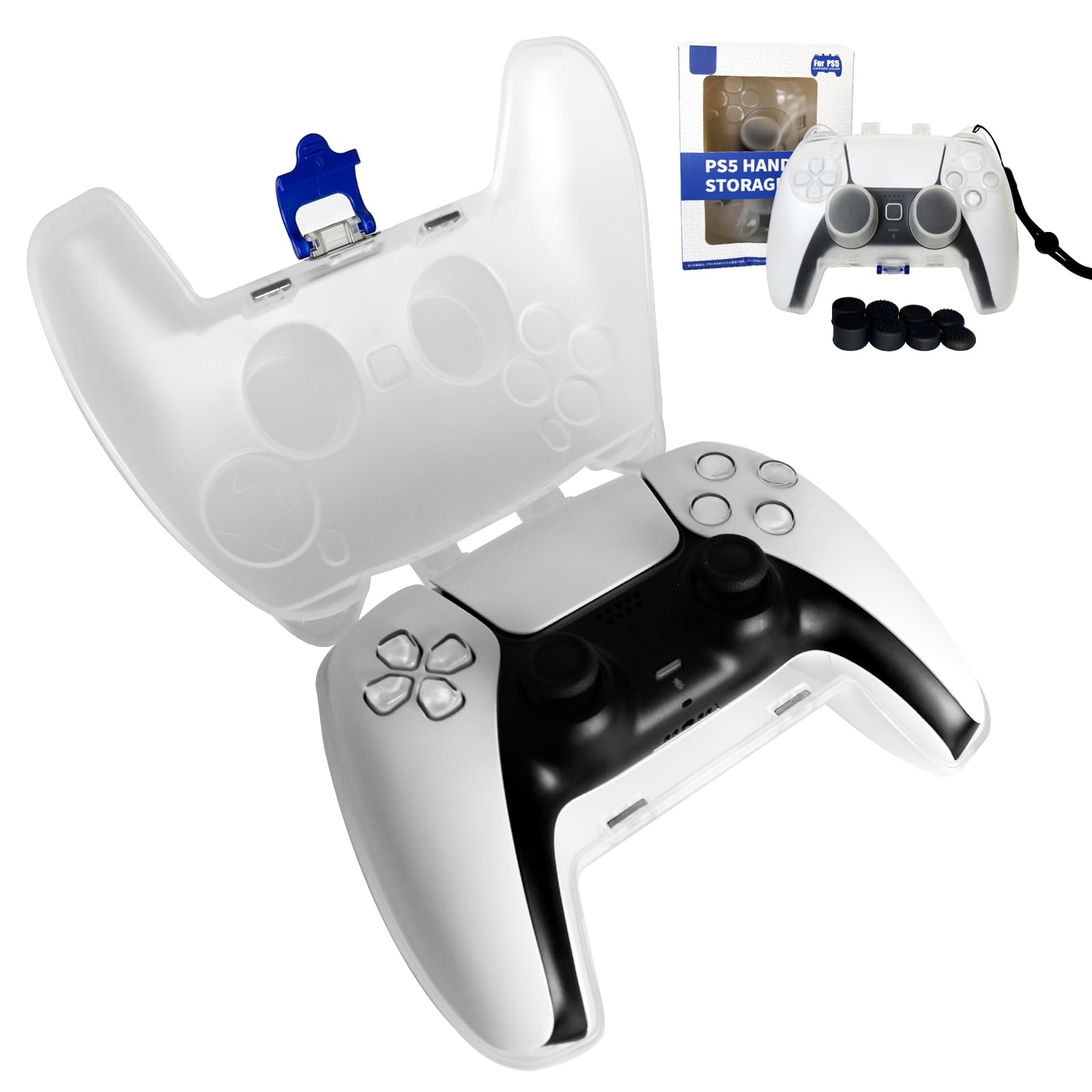White Protective Case for PS5 SLIM Pro Game Controller Carrying Travel Case for PlayStation 5 DualSense Wireless Remote