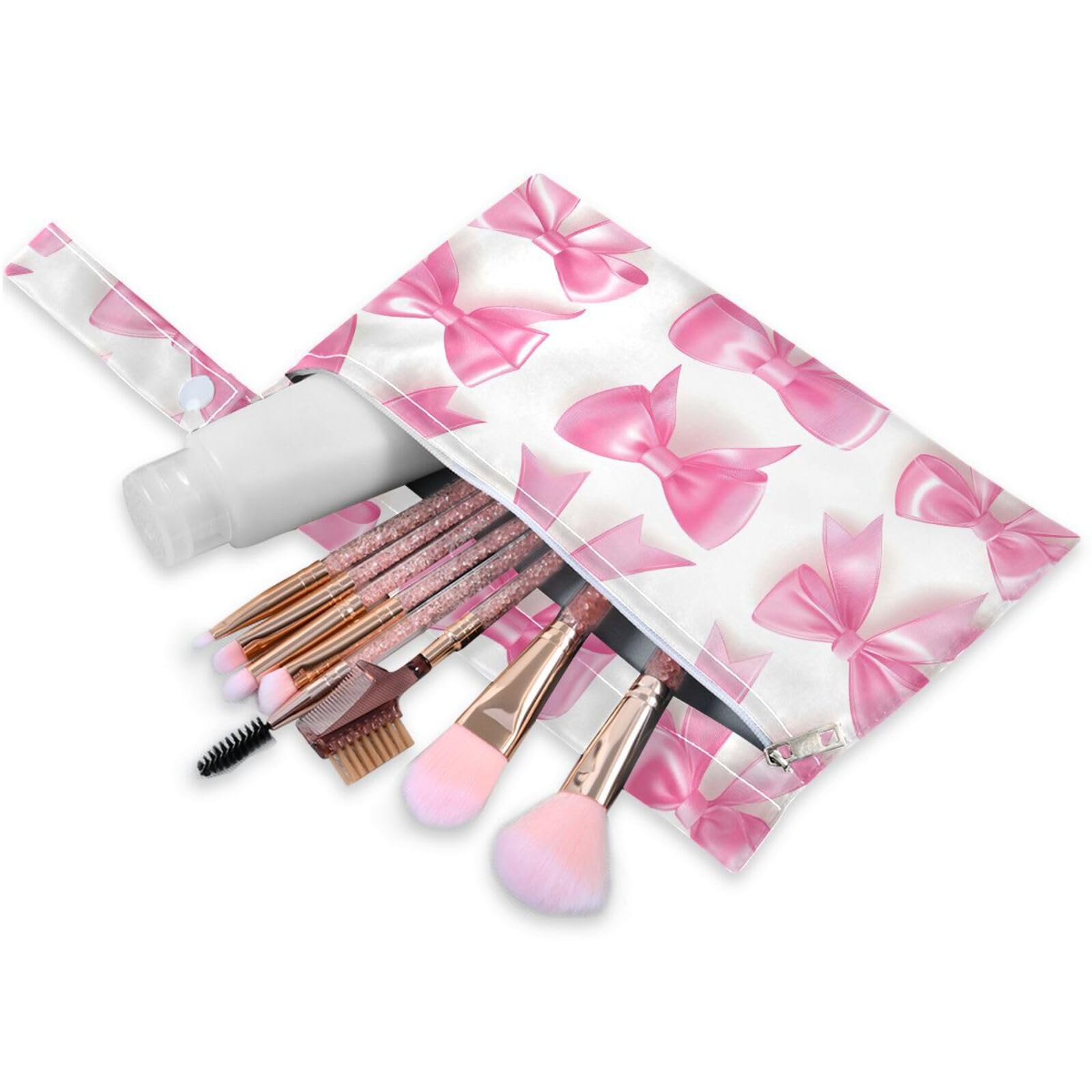 Hezely Pink Bow 2 Pack Cloth Diaper Wet Dry Bags,Waterproof Wet Bag for Baby,Travel, Beach, Pool, Diapers, Dirty Yoga Gym Clothes