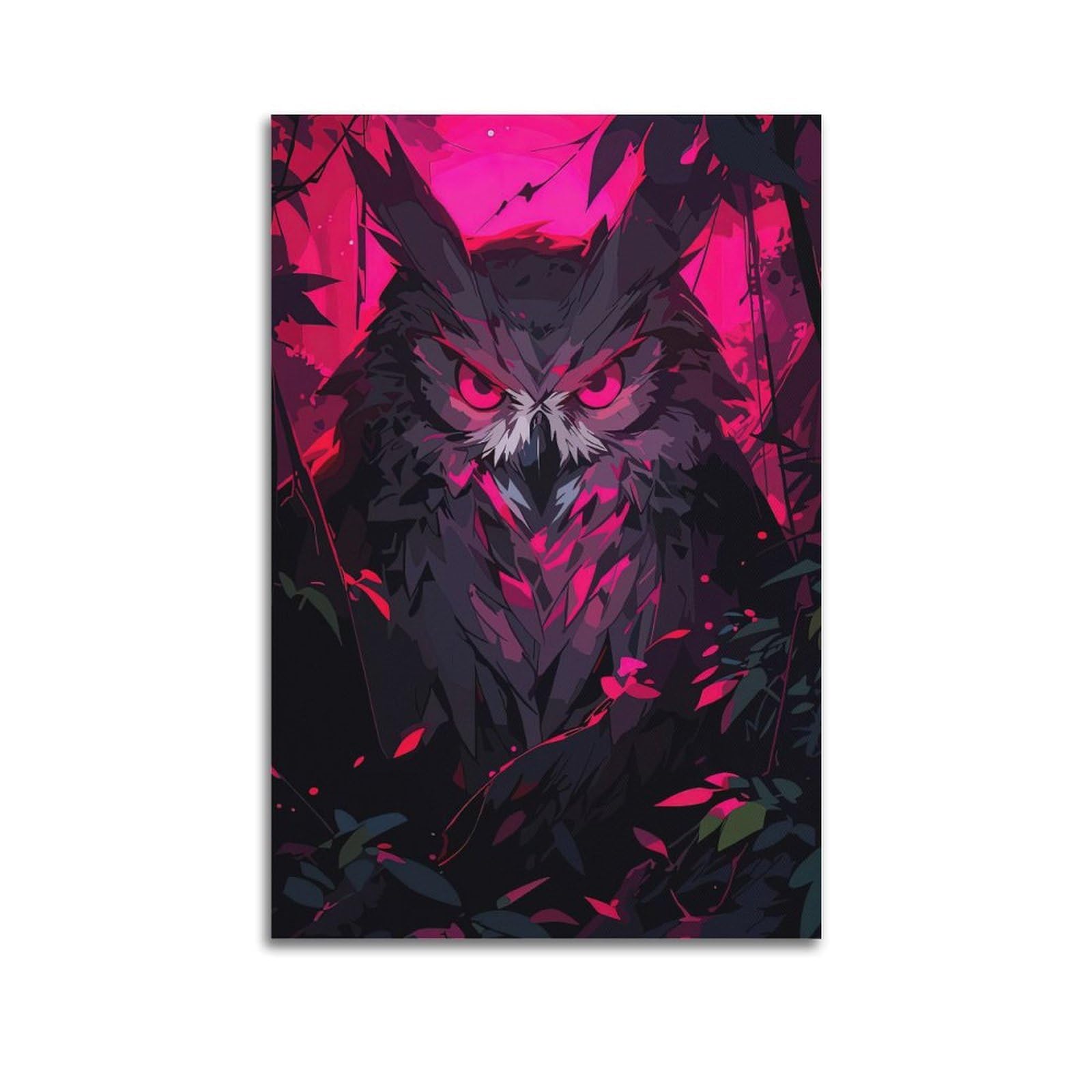 DLJGDS Neon - Hued Owl Art Piece with Bold And Striking Colors Decorative Painting Canvas Wall Posters And Modern Family Bedroom Decor 24x36inch(60x90cm)