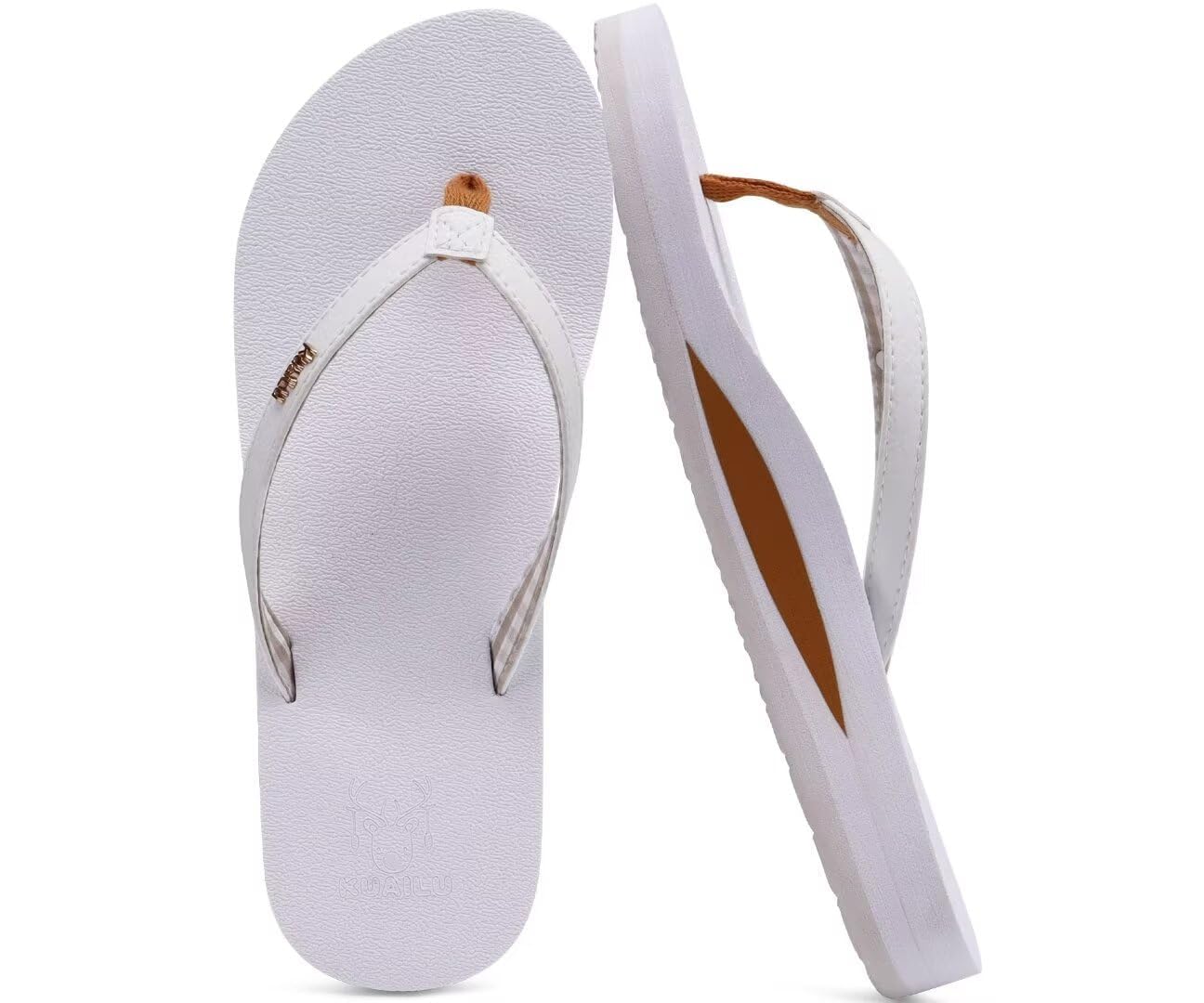 KuaiLu Womens Arch Support Flip Flops Comfortable Yoga Mat Slip on Summer Beach Walking Thong Cushion Sandals