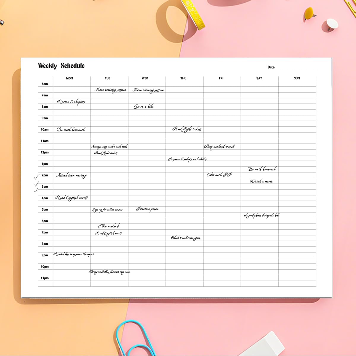 ZXAZXA Clean Design Weekly Planner Weekly Calendar 60-Sheet Tear-Off Notepad Perfect for Work Projects Entrepreneurs Productivity Planning Pad Office Desk Accessories 8.5 x 11 inch