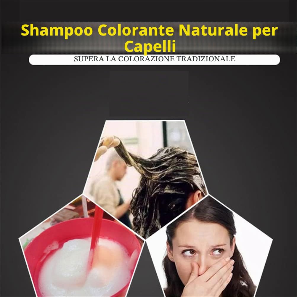 Shampoo allo zenzero naturale a base di erbe che scurisce rapidamente i capelli grigi, per colorare i capelli, anti-caduta dei capelli, cura dei capelli neri naturali (2 pezzi)