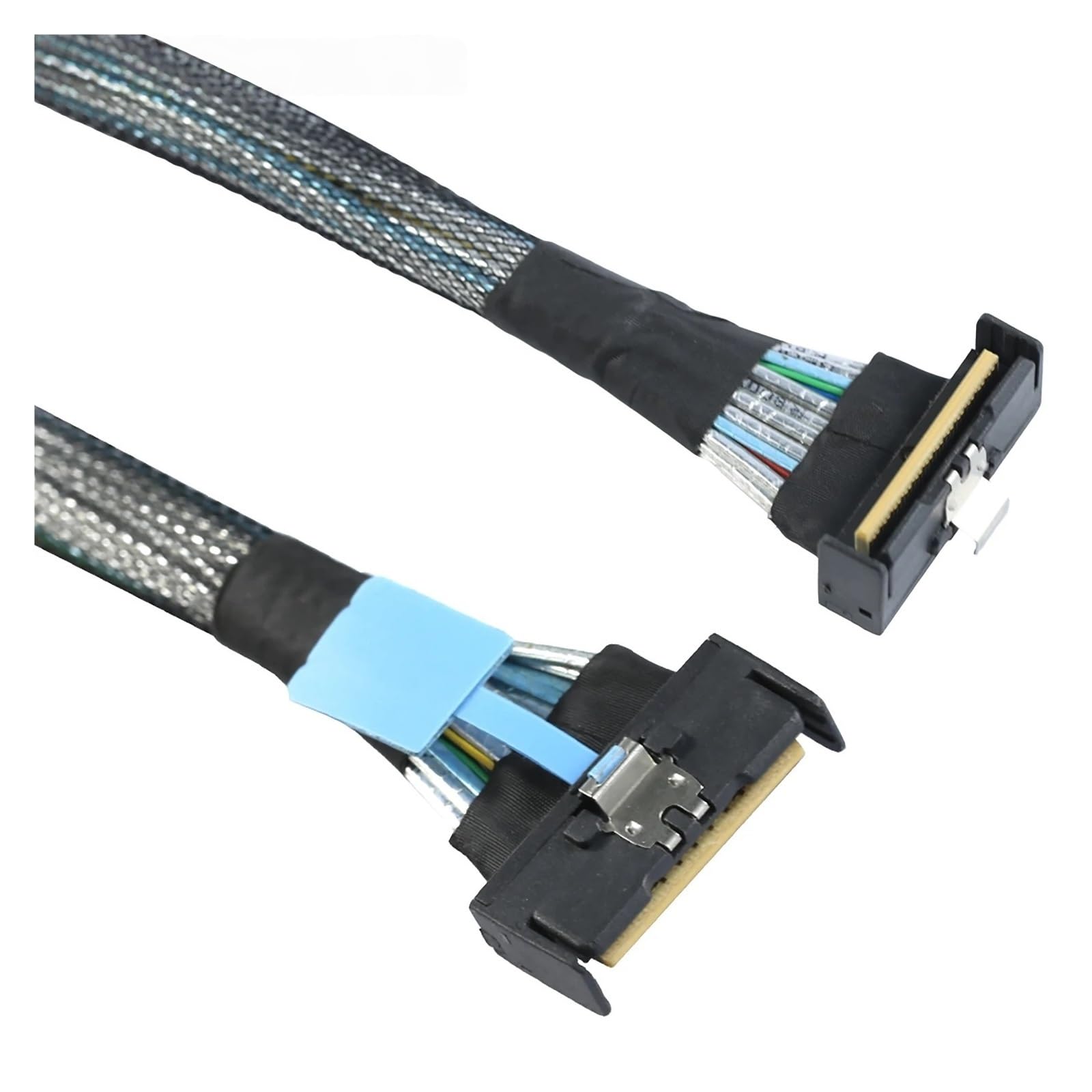 ZHANGLH Câble d'extension coudé 1 m PCI-E 5,0 mi ni Cool Edge MCIO PCI-E MCIO 74 broches mâle vers Slimline S*A*S 90 degrés MCIO 8i 74 broches mâle