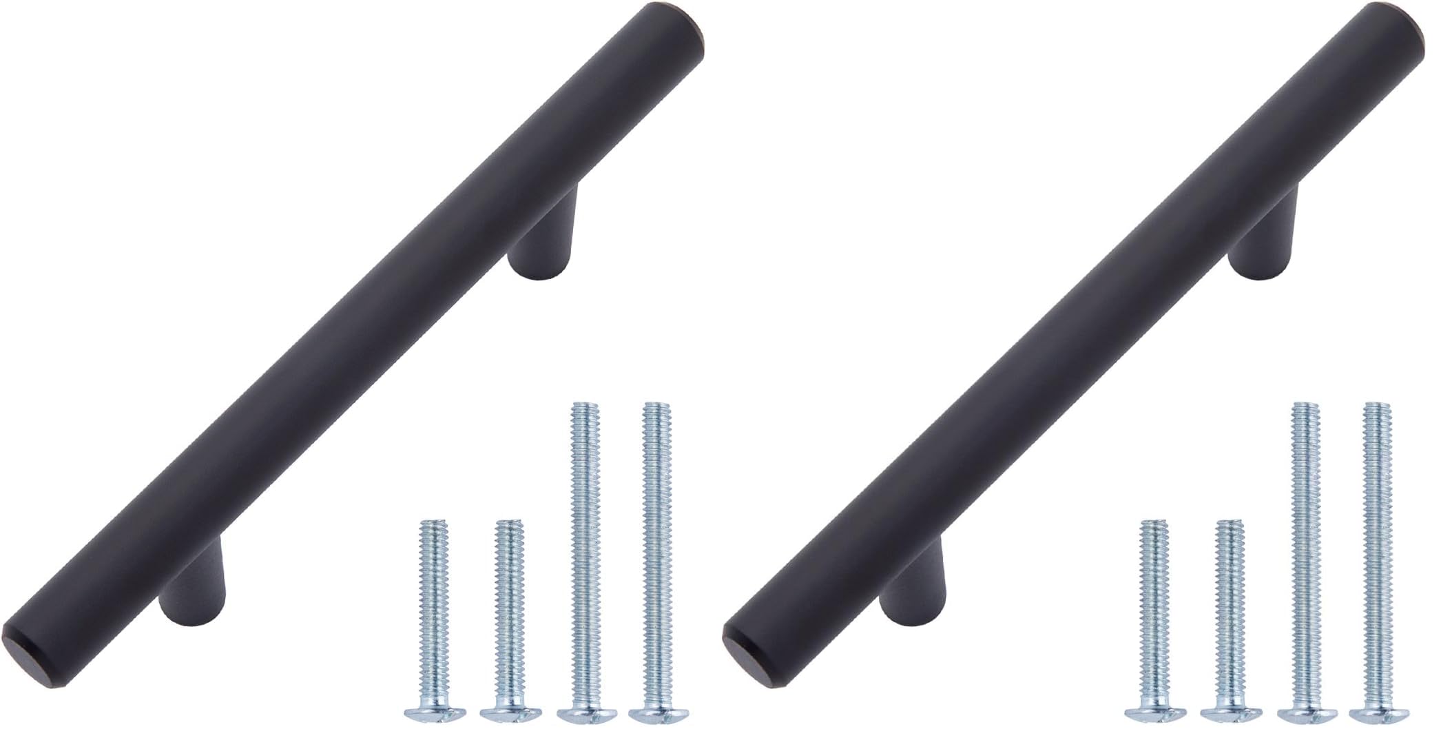 Amazon Basics Euro Bar Cabinet Handles, Drawer Pulls, 5.38-inch Length, 3-inch Hole Center, 1/2-inch Diameter, Matte Black, 20-Pack, AB1500-FB-10
