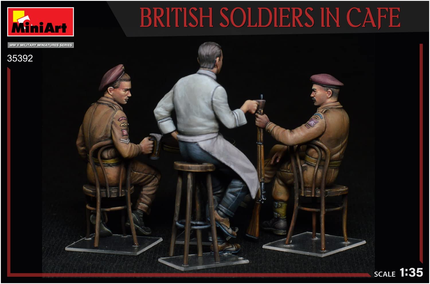 Miniart 1:35 - British Soldiers in Cafe, Molded Color - Image 4