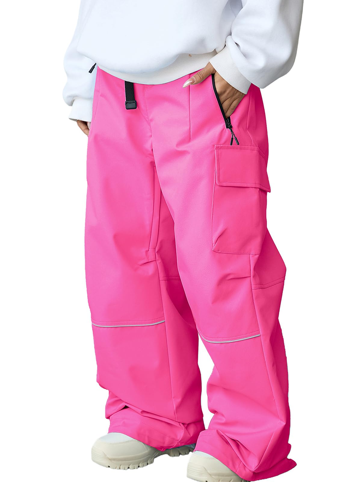 HOTIAN Pantaloni da sci da donna, impermeabili, antivento, foderati, in softshell, rimovibili, da snowboard, da sci, per attività all'aria aperta