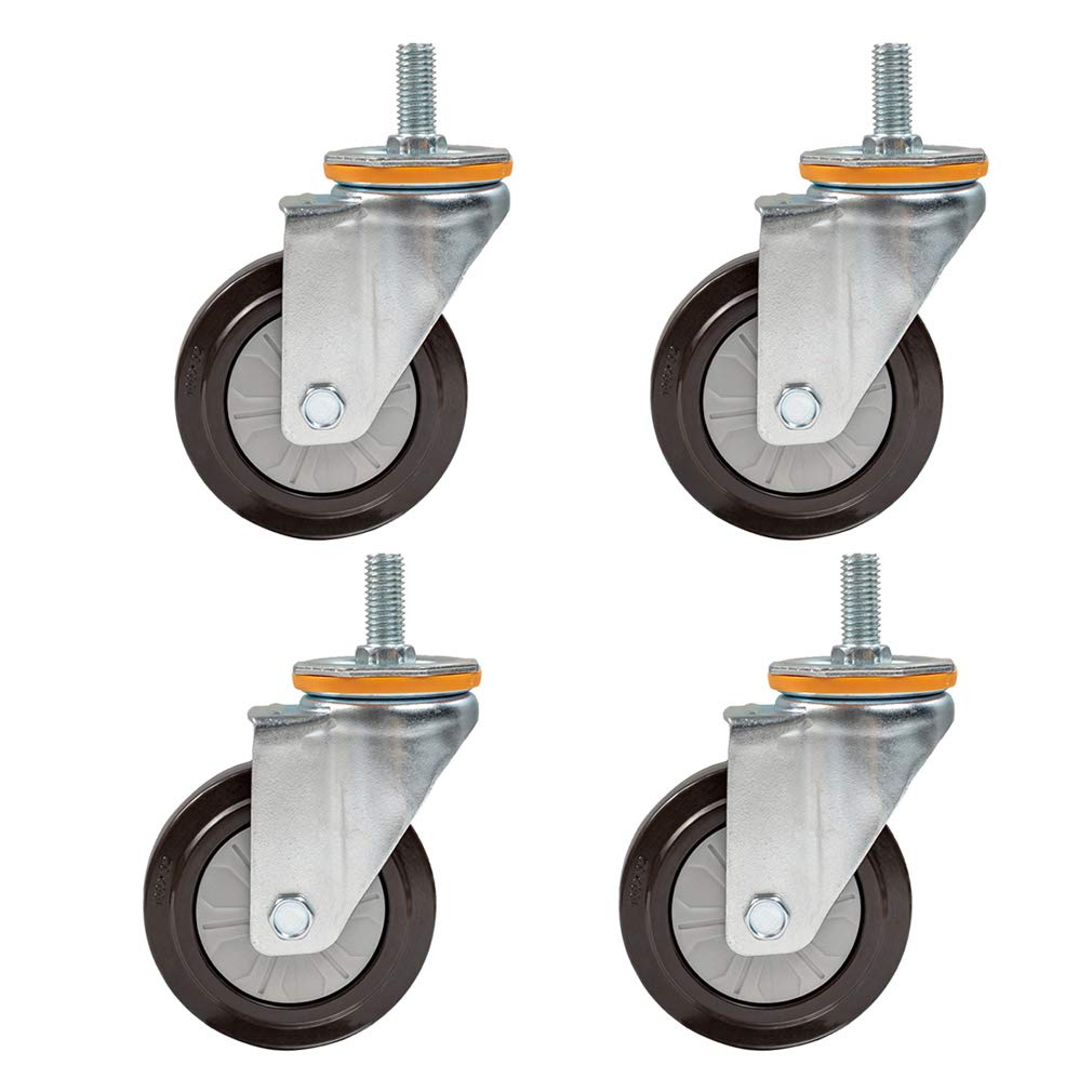 GYRAZXS Heavy Duty Furniture Castors - 4 x Rotatable Castors with Brake M14/M16 Threaded Rod Maximum Load Capacity 344kg - Ideal for Transporting Heavy Items