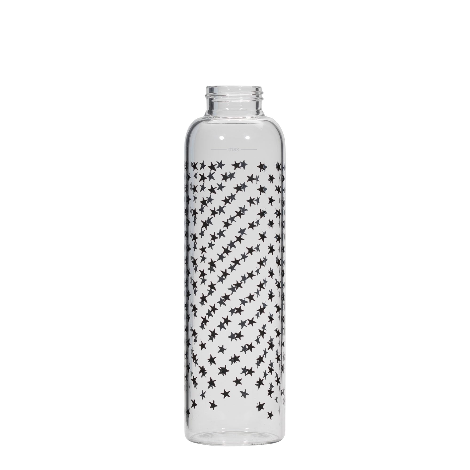 Set di 6 borracce Perseus da 500 ml con stelle nere in vetro trasparente con chiusura in metallo
