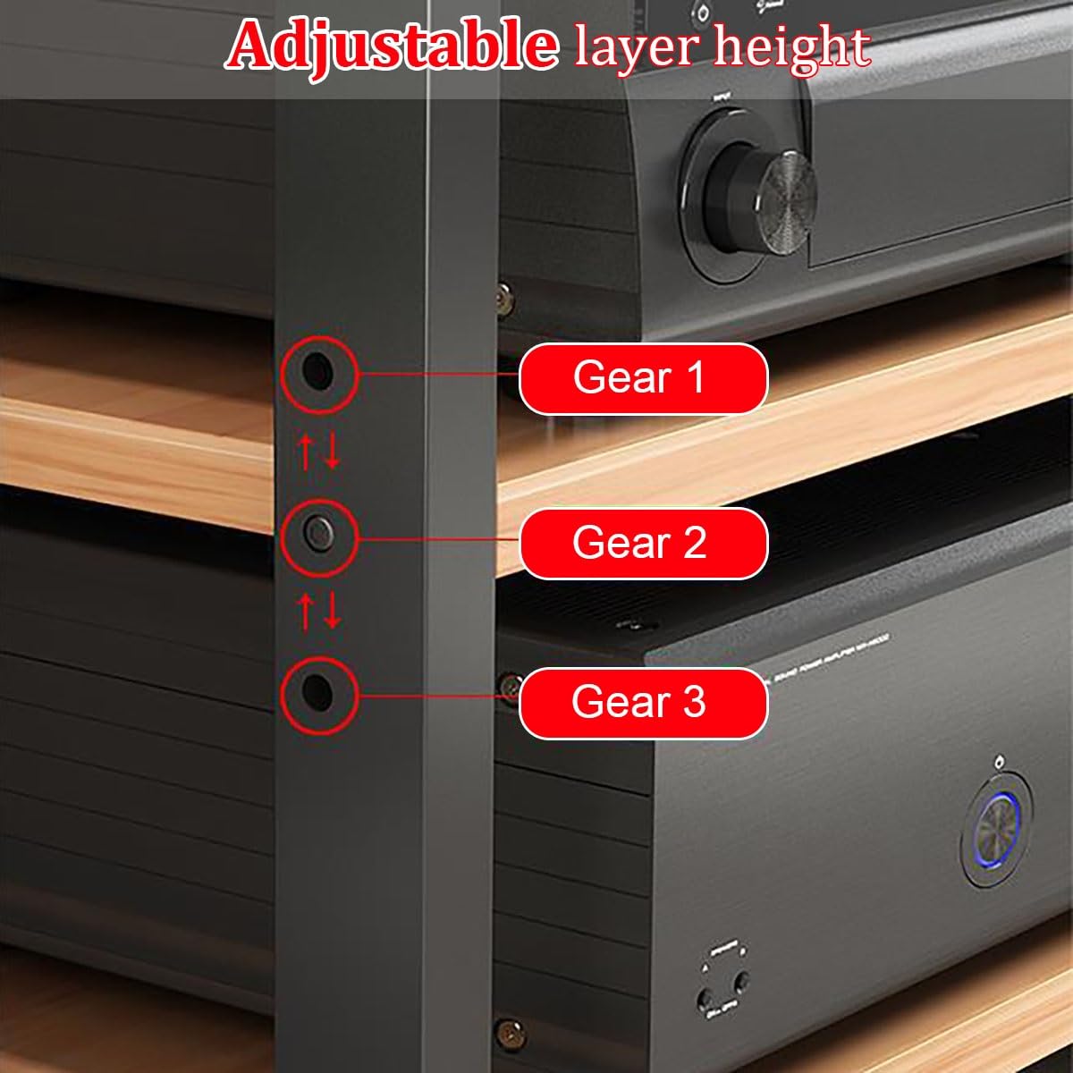 3/4/5 Nivele Estanteria Audio HiFi, Mueble Equipo HiFi Estéreo Supports, Soporte HiFi Para Sala De Estar Estudio De Grabación, Con Deflector Hueco Para Equipo De Audio Y Vídeo Amplificador Gabinete(Bl