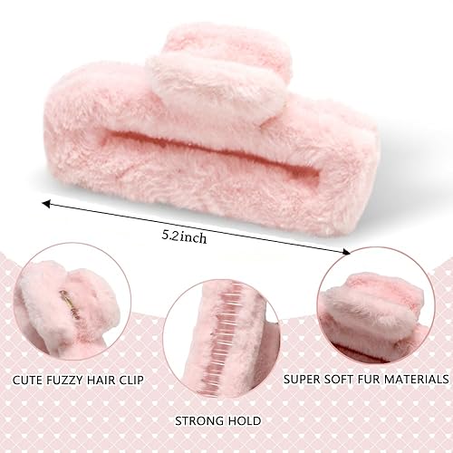 Miniatura 15 de AHONEY Pinzas para el cabello de 5 pulgadas rosadas, pinzas de garra extra grandes, pinzas grandes para cabello largo y grueso, pinzas XL gigantes