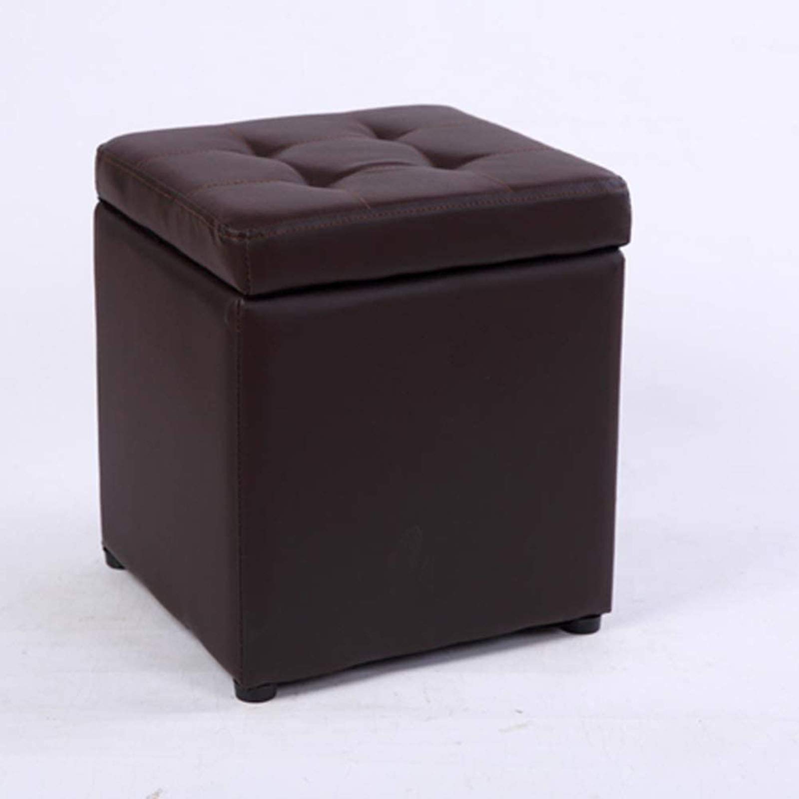 LMMIAOZ Brown Ottoman Footstool with Storage, Portable Square Pouf, Ideal for Living Room & Bedroom, Compact Footrest for Small Spaces, Stylish & Functional Furniture.
