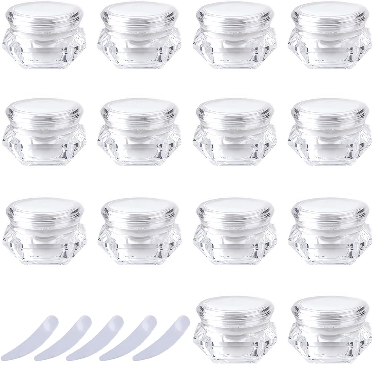 FLYIODFCXV cosmetic jar, Pack of 20, Diamond Shape Plastic Cosmetic Jars, Sample Pots With Screw Cap(20ml)