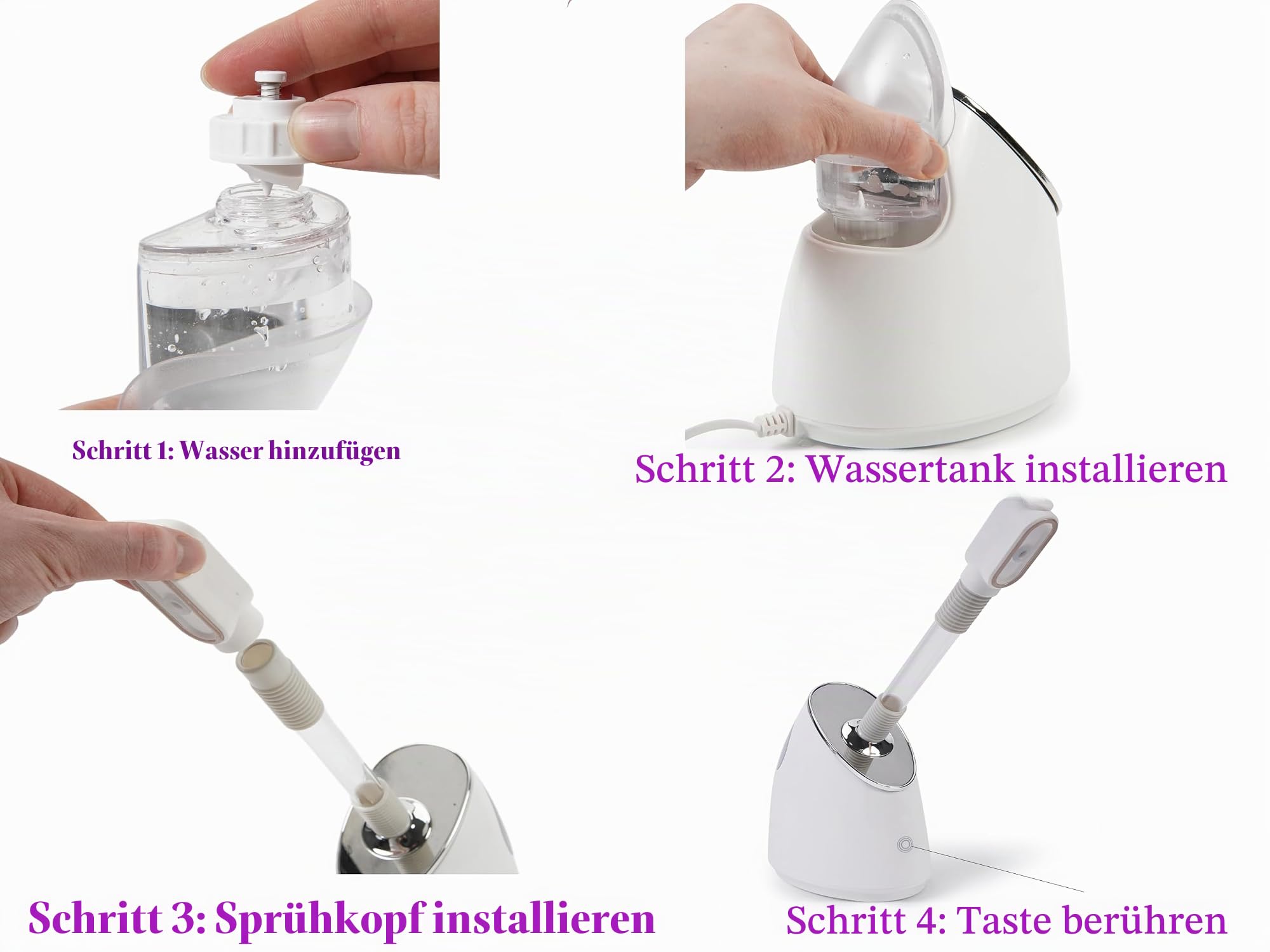 Gesichtsdampfer, Heiß Facial Steamer, Heißer Luftbefeuchter zur Tiefenreinigung der Haut, Gesichtsdampfer für Gesichts-Spa, Heim-Sauna oder Salon, 360° drehbares Spray