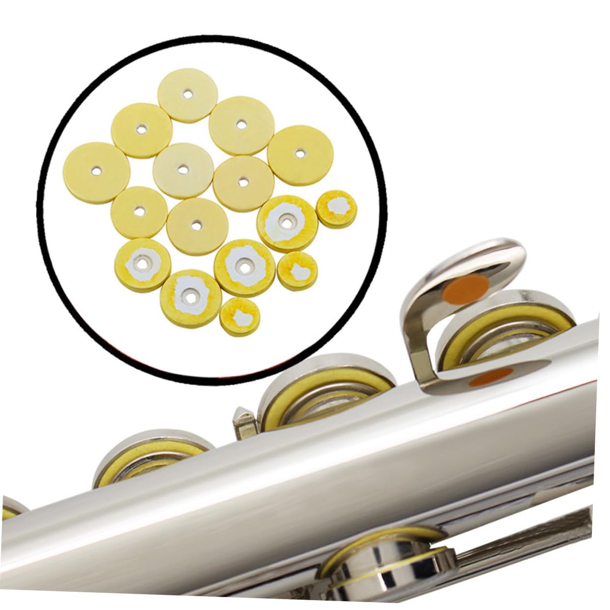 SUPVOX 16 1 Flute Pad Light Yellow Woodwind Accessories for Open Instruments Includes Various Pads for Flute Maintenance and Replacement