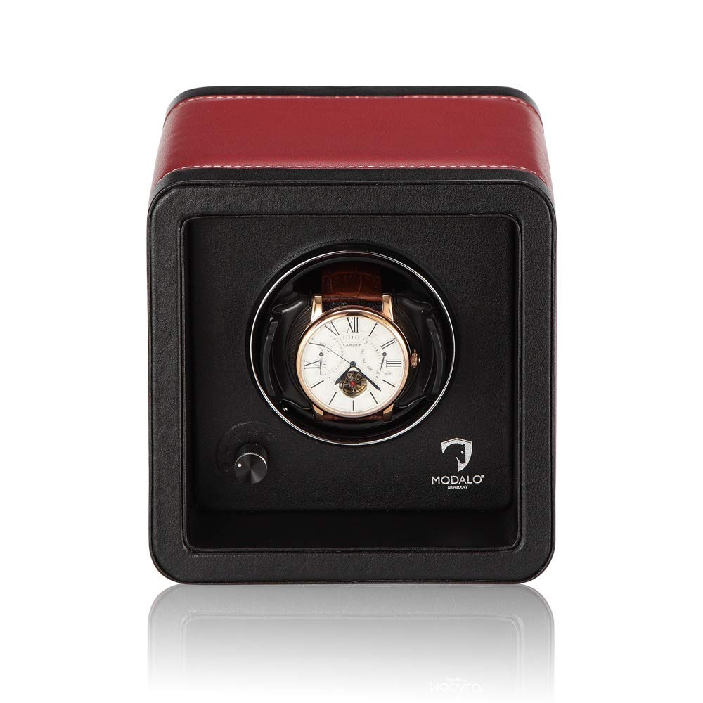 MODALO Uhrenbeweger (Watch Winder) Saturn Style MV4 für 1 Uhr - Rotes Leder 2…