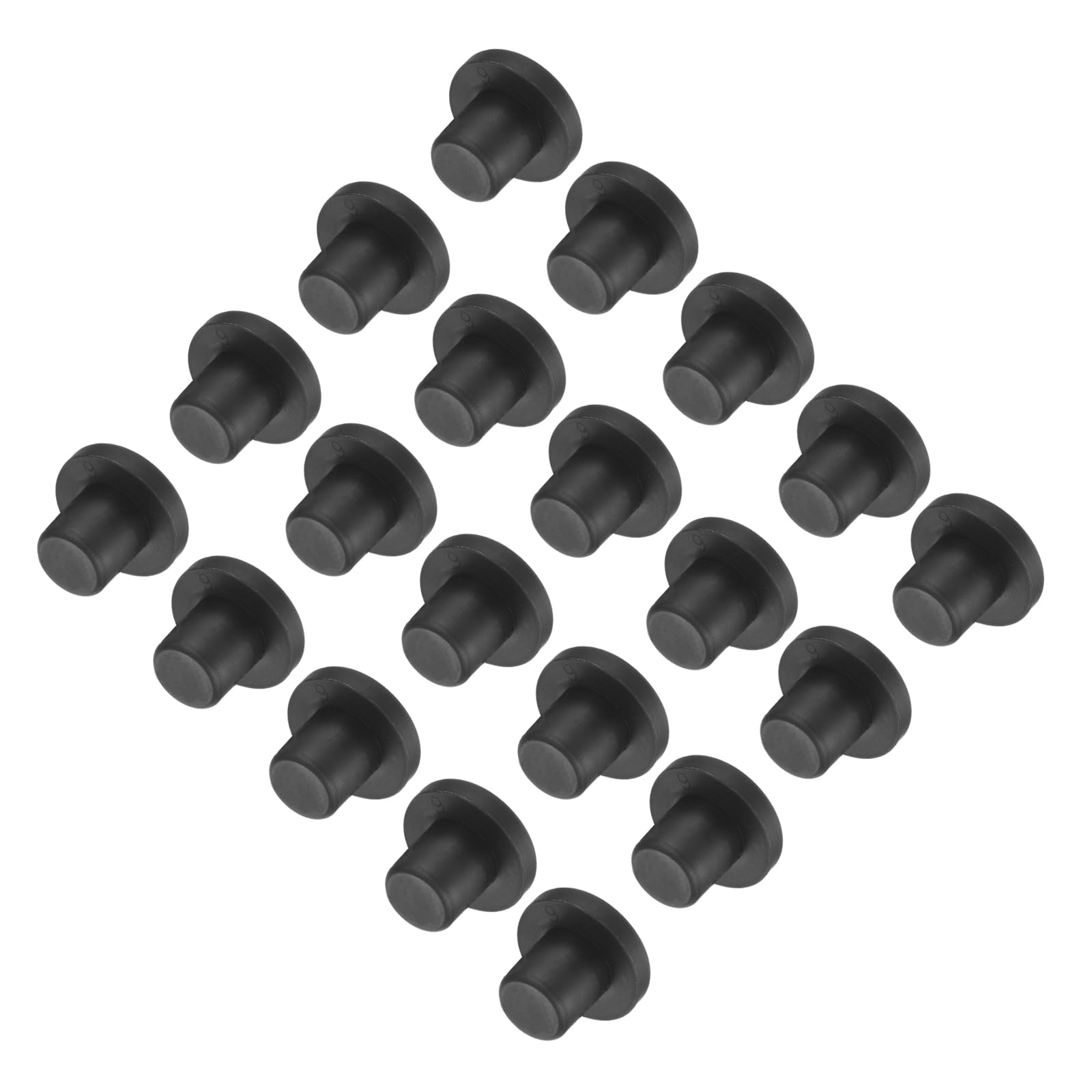 uxcell High Temp Silicone Plug Mount Dia 9mm/0.35 inch t Shaped Rubber Stopper Hole Plugs for Powder Coating Plating Waterproof Plugs Sealing Plugs Black Pack of 36(OD 16mm)