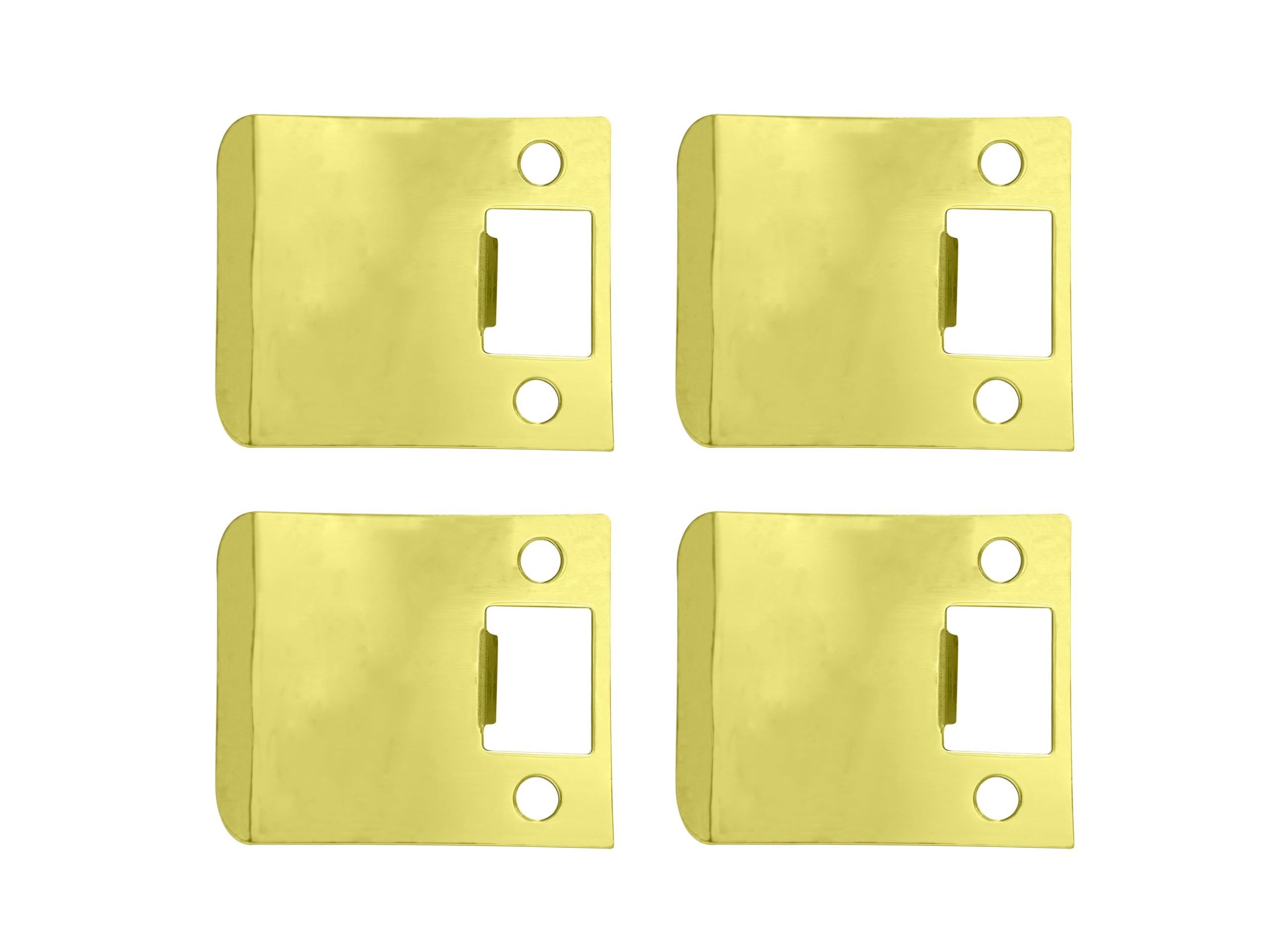 QCAA Solid Brass Extended Lip Strike, 3''X2-1/4", Polish Brass, 4 Pack, Made in Taiwan