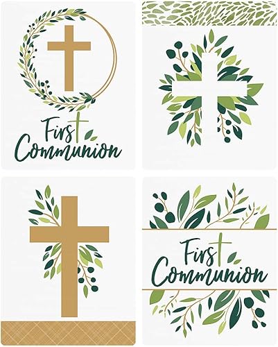 Miniatura 3 de First Communion - Juego de 4 pegatinas decorativas para botellas, diseño de cruz con texto en inglés