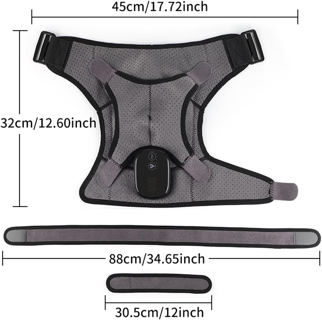 Shoulder Massager, Cordless Shoulder Massager for Pain Relief Deep Tissue with Adjustable Shoulder Straps, 3 Levels Vibration & 3 Levels Heating, 5000mAh One-Button Operation (2pcs Black & Gray)