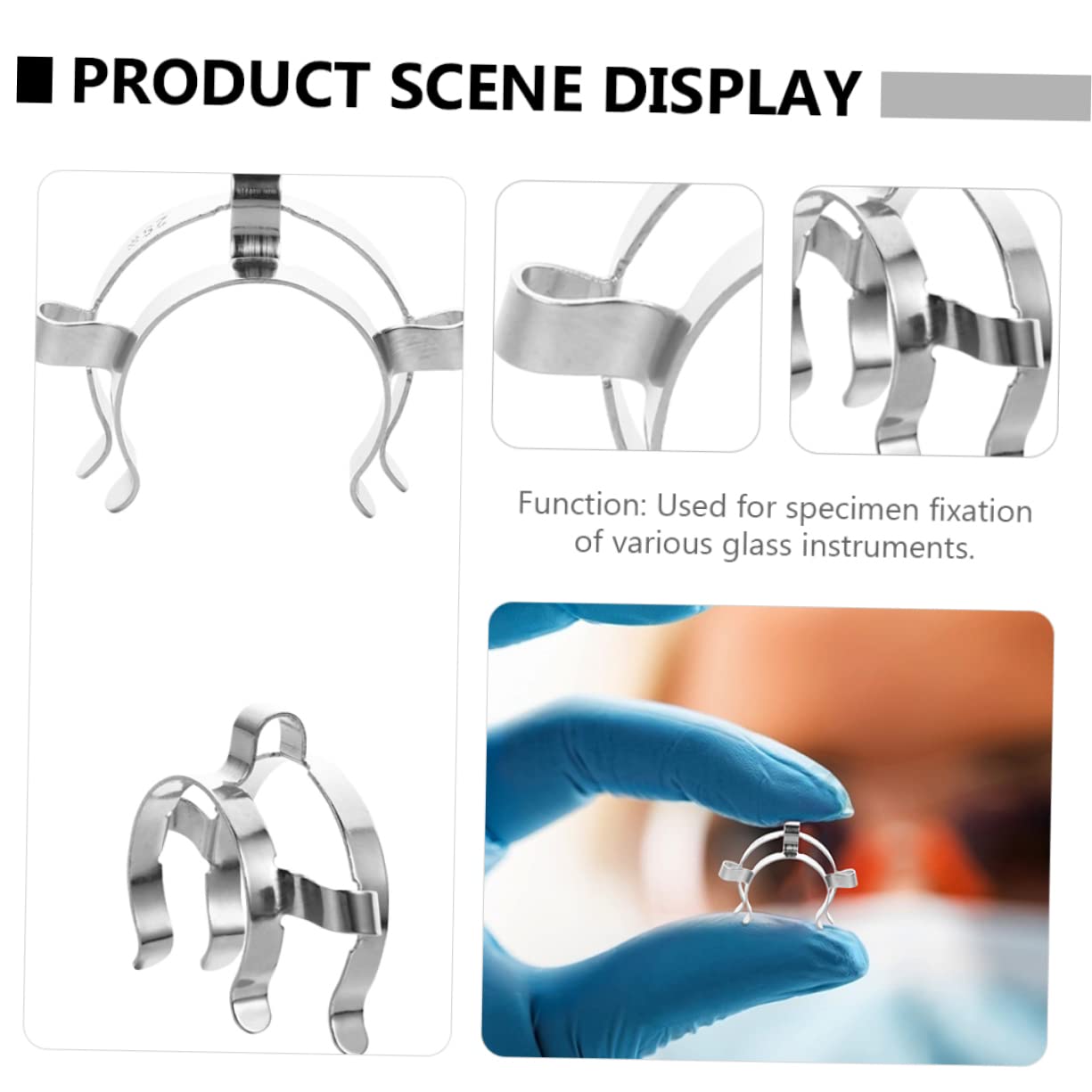 CIYODO 8pcs Interface Gas Hose Clamp Taper Clamp Laboratory Connector Clamps Exhaust Clamp Lap Gas Steel Keck Lab Clamps Taper Joints Silver Stainless Steel