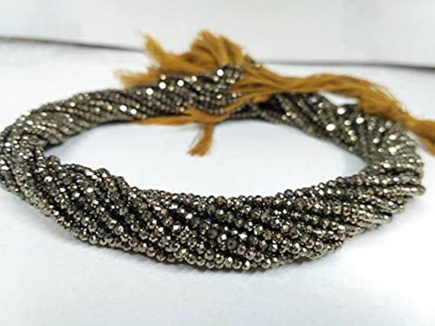 Perles pyrite 2.1mm rondelle facettée pour création bijoux LKBEADS micro perles naturelles