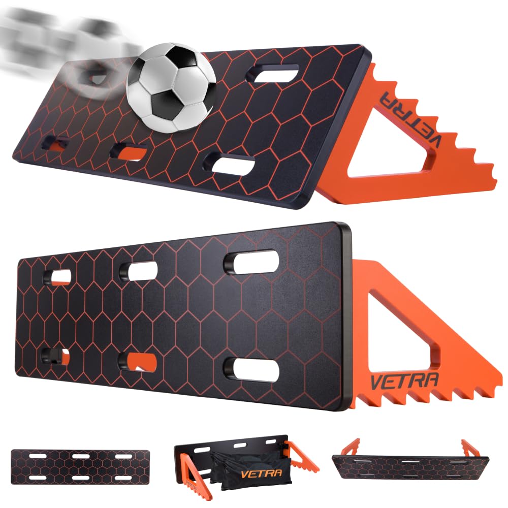 VETRA Soccer Training Equipment - Soccer Rebounder Board with 2 Sandbags - Adjustable Durable Portable Wall & Replay Trainer for Ball Control, Passing & Shooting Rebounders