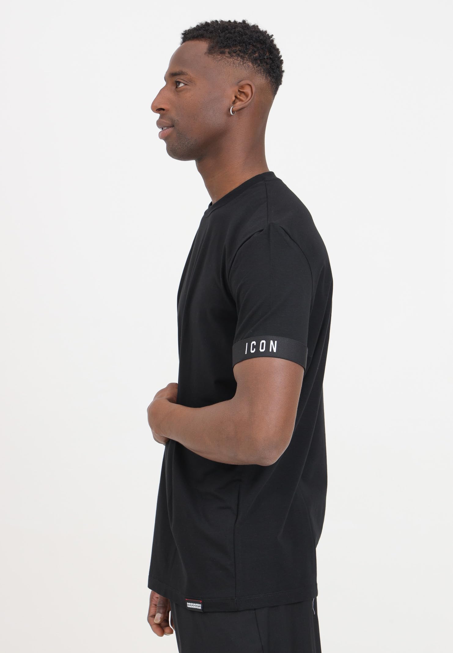 DSQUARED2 Camiseta negra para hombre con banda elástica en la manga