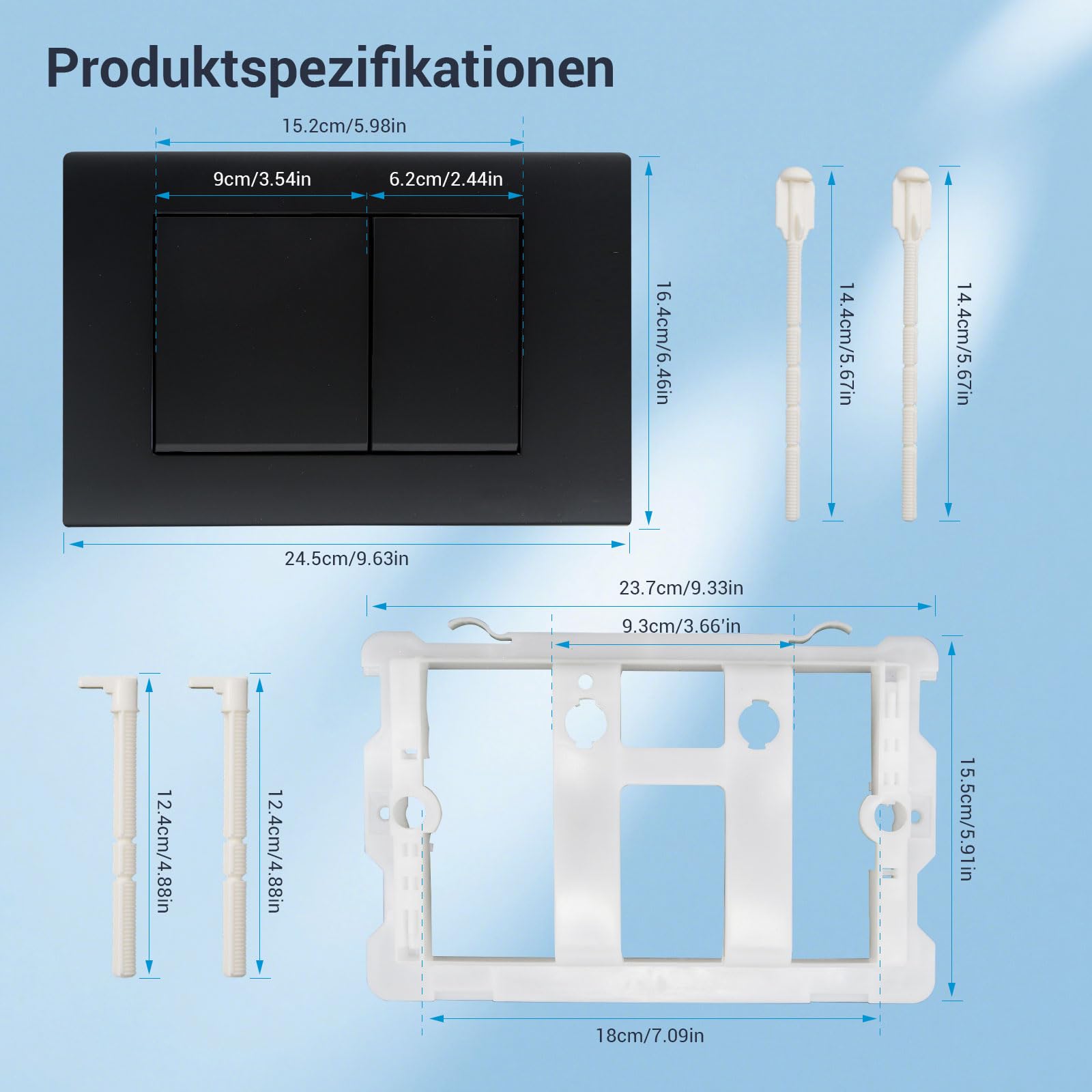 Generisch WC Drückerplatte Betätigungsplatte Spülkasten Ersatzteile, Kompatibel Mit Geberit Sigma01 20,30 UP300 & 320,Doppelspülung,115770115 | Matt (Schwarz)