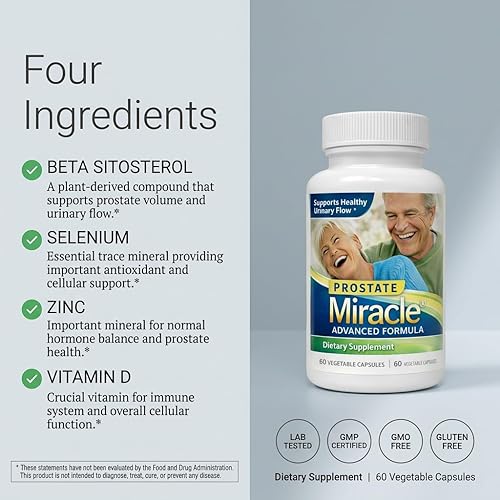 Miniatura 3 de 1 paquete de Prostate Miracle® Advanced Formula: con 600 mg de beta sitoserol al 80%, derivado de pino (sin soja, sin OGM)