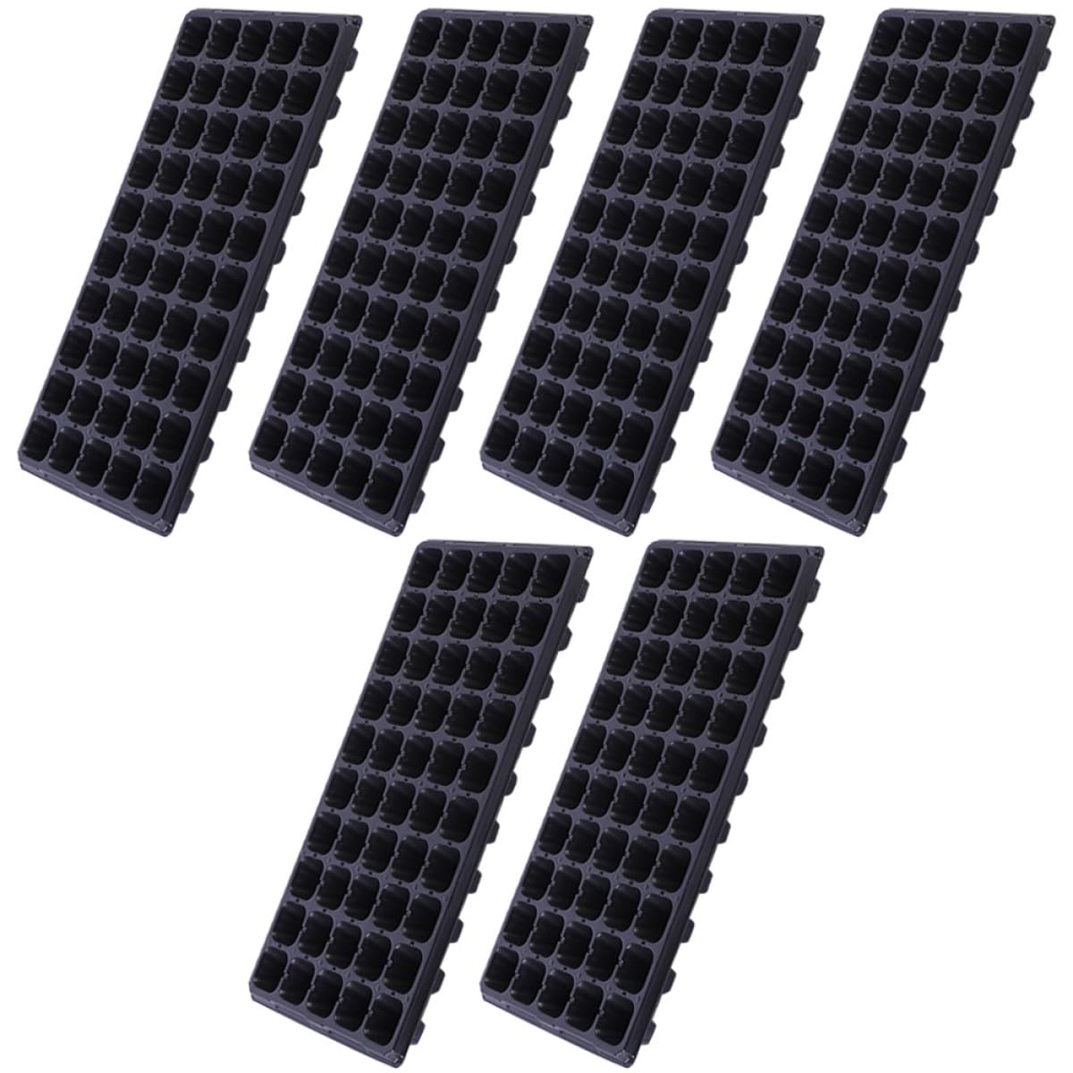 Homoyoyo 6 Bandejas de Germinación para Semillero, PVC Negro, 50 Cavidades, Múltiples Ranuras, para Plantas y Flores Pequeñas en Vivero y Cultivo