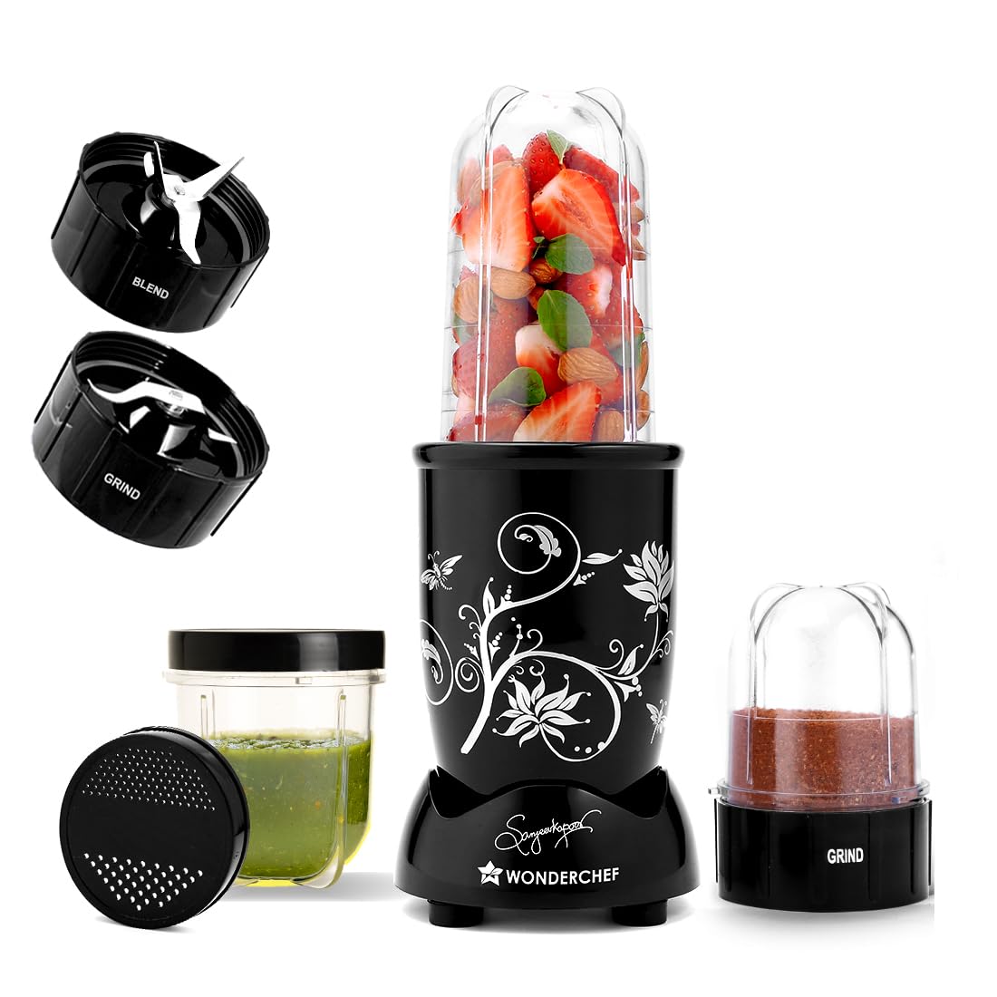 Wonderchef Nutri-blend Mixer, Grinder & Blender | Powerful 400W 22000 RPM motor | Stainless steel Blades | 2 unbreakable…