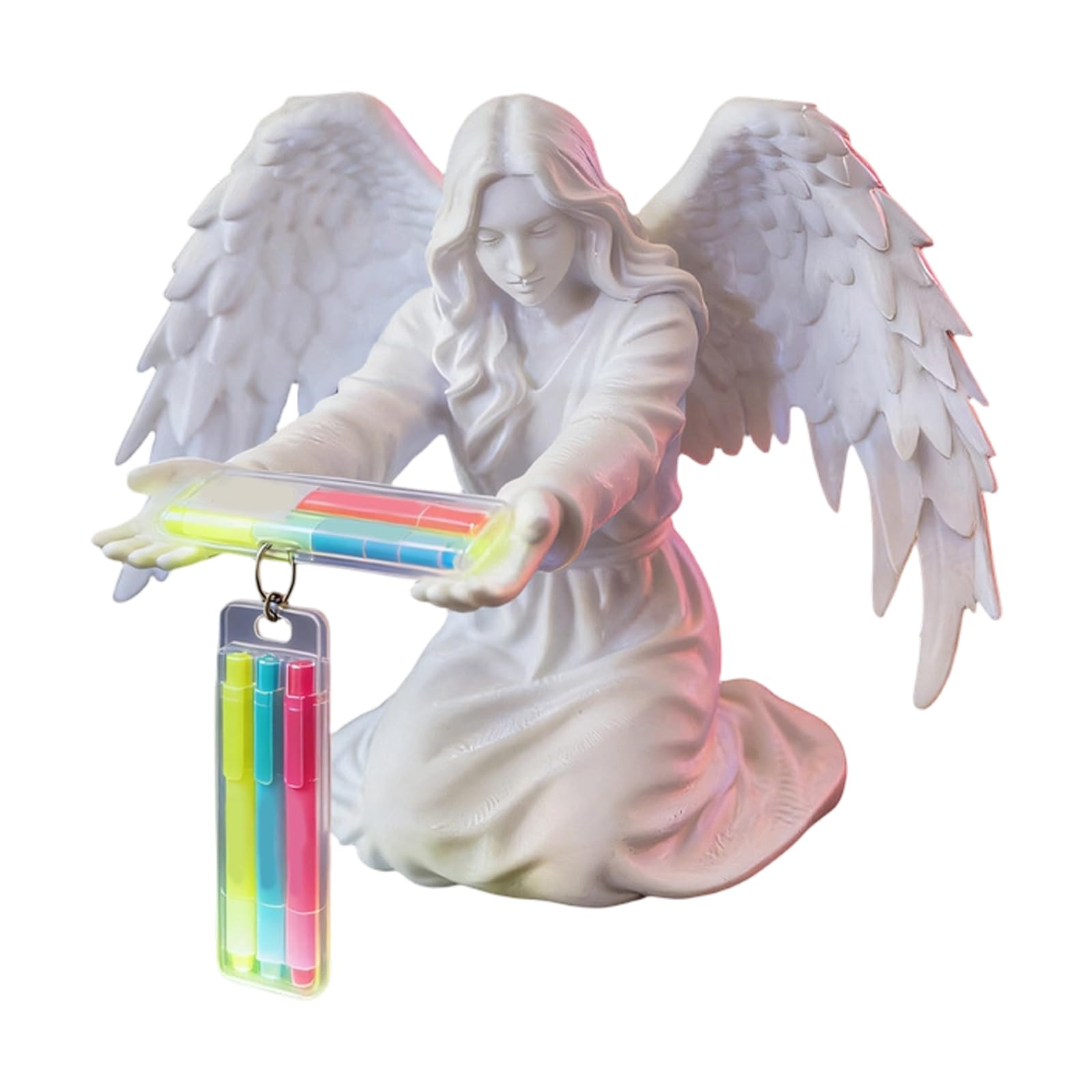 Qusinfc 3D Printed Angel Figurine Pen Stand Desktop Organiser Rack Eyeglasses Stand for Offices Desktop Organization Pen