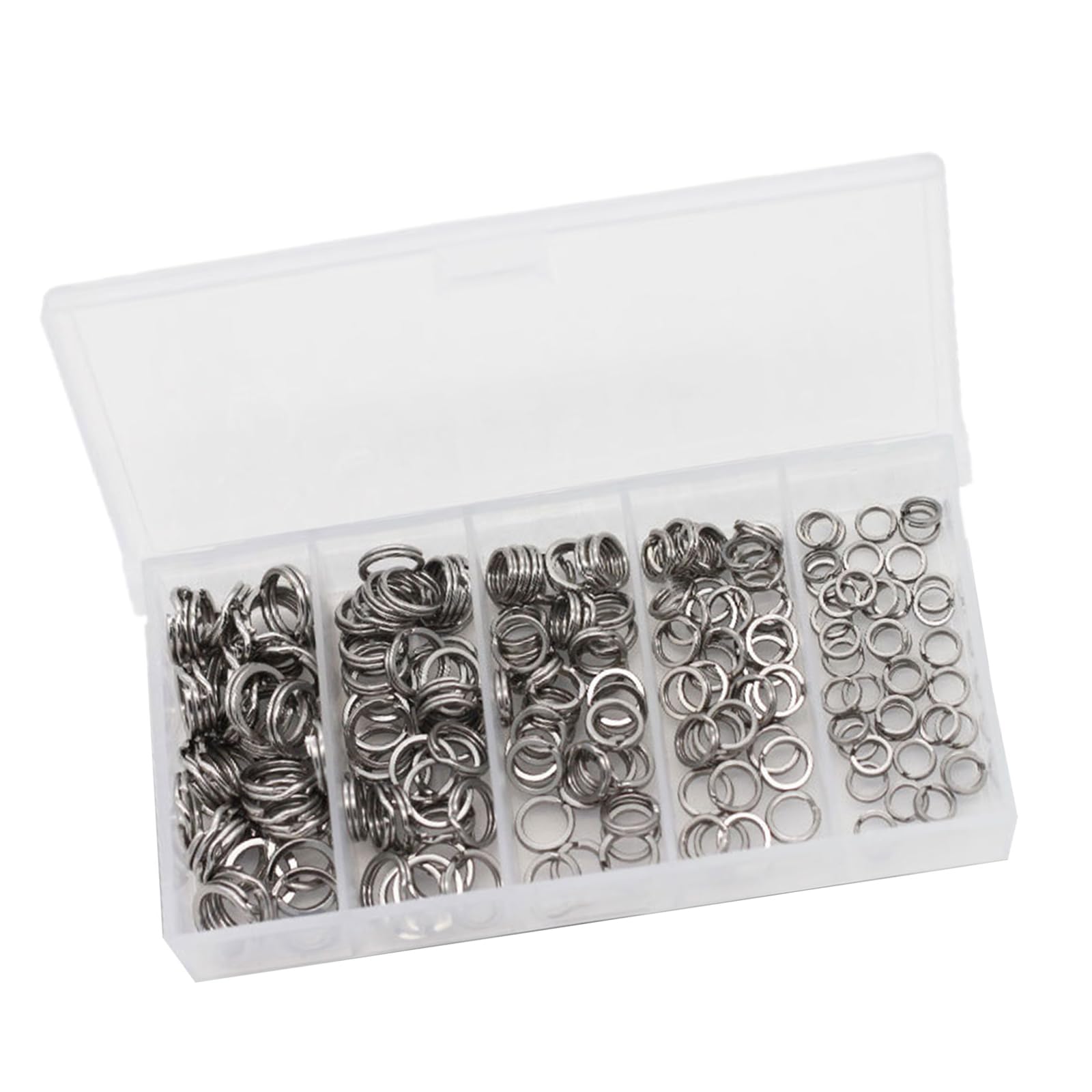 Zhouyqx As Shown 200Pieces Fishing Split Rings Fishing Swivels Stainless Steel Rings Double Flattened Split Rings Fishing Connector Rings