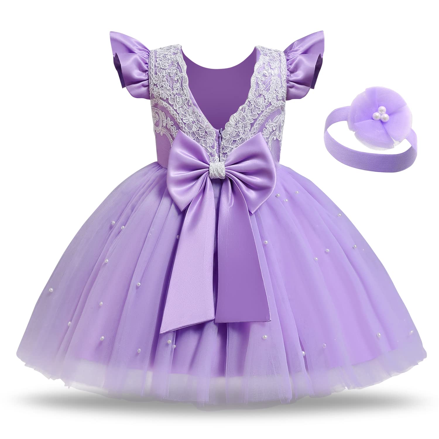 TTYAOVO Bebé Boda Pompa Bautismo Bautizo Tutu Vestido Chicas Princesa Vestir — view 3